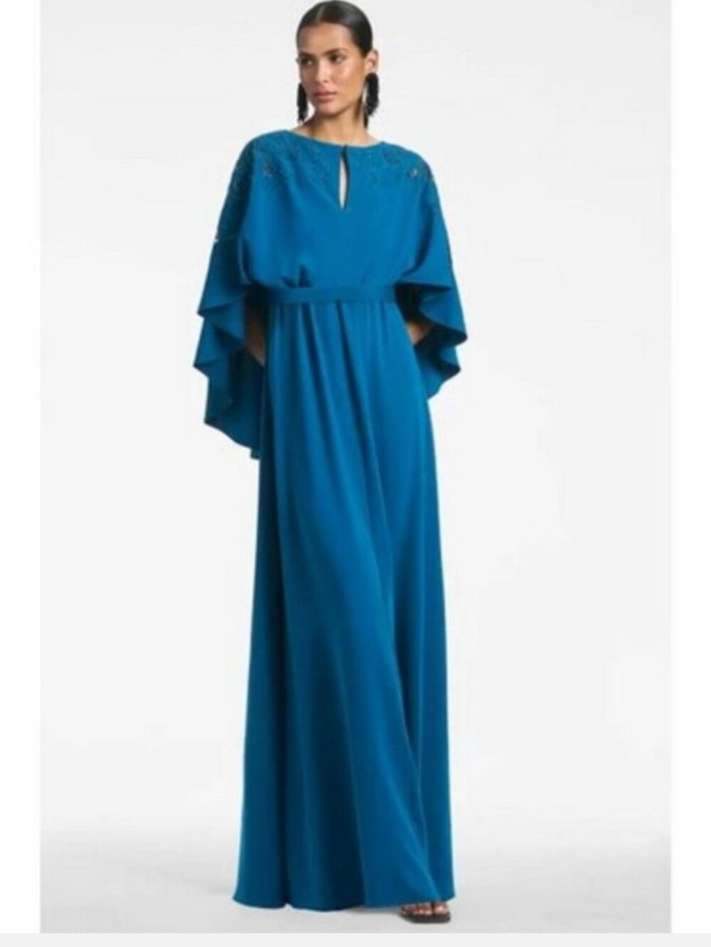 Sachin & Babi Moroccan BlueWren Embroidered Beaded Cape Gown Size 6 Nwt $1295